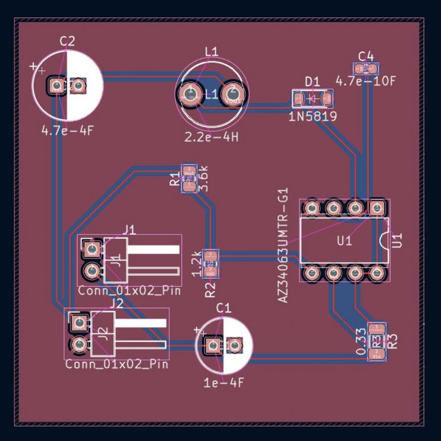 KiCAD PCB layout for the AZ34063U buck converter